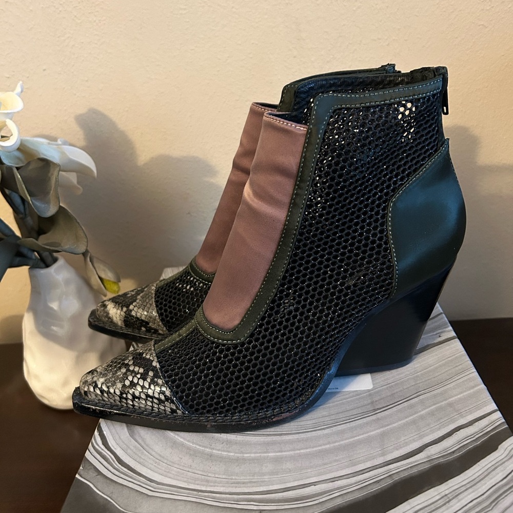 Jeffrey Campbell for Free People Brinkley Mixed-Material Ankle Boots